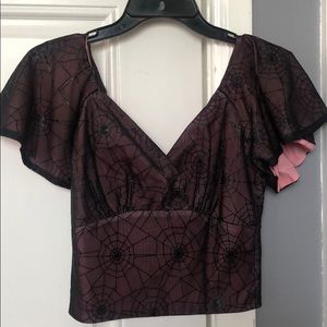 Spiderweb pink babydoll crop top!
